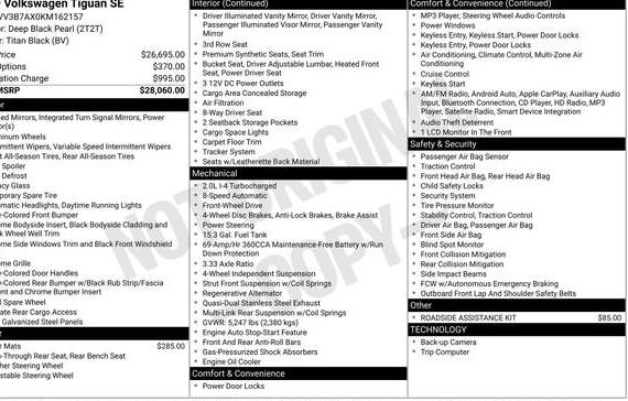VOLKSWAGEN TIGUAN 2019 3VV3B7AX0KM162157 image