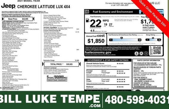 JEEP CHEROKEE 2021 1C4PJMMX5MD213826 image