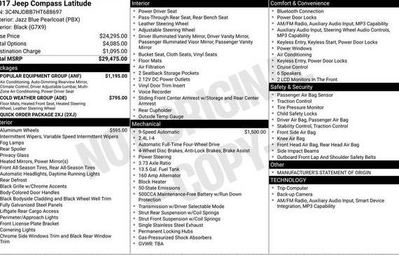 JEEP COMPASS 2017 3C4NJDBB7HT688697 image JEEP COMPASS 2017 3C4NJDBB7HT688697 image