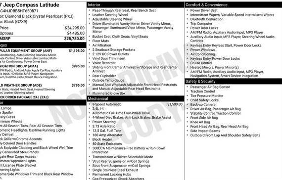 JEEP COMPASS 2017 3C4NJDBB5HT650871 image