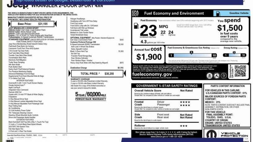 JEEP WRANGLER 2023 1C4GJXAN4PW671886 image