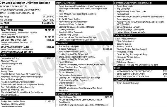 JEEP WRANGLER 2019 1C4HJXFN4KW551155 image