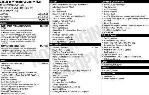 JEEP WRANGLER 2025 1C4PJXAN9SW516520 image