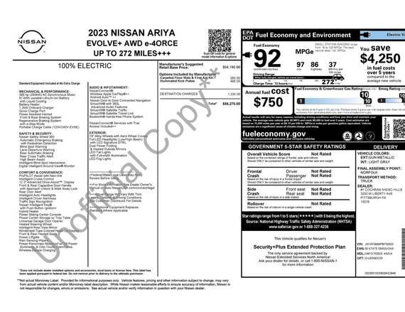 NISSAN ARIYA 2023 JN1DF0BB8PM702023 image