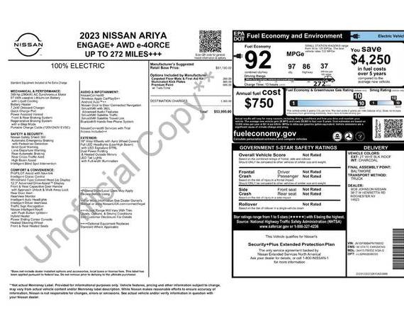 NISSAN ARIYA 2023 JN1DF0BB4PM708532 image