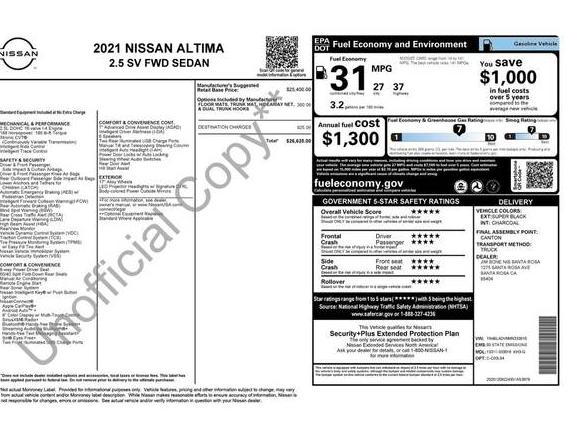 NISSAN ALTIMA 2021 1N4BL4DV6MN333816 image