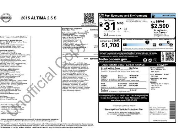 NISSAN ALTIMA 2015 1N4AL3AP4FC112242 image