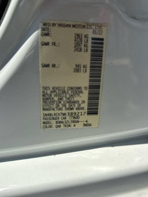 NISSAN ALTIMA 2022 1N4BL4CV7NN389217 image