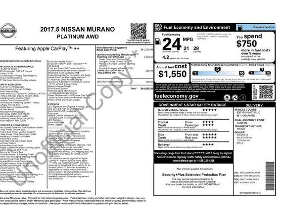 NISSAN MURANO 2017 5N1AZ2MH0HN184744 image