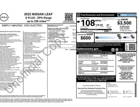 NISSAN LEAF 2022 1N4BZ1BV8NC554511 image NISSAN LEAF 2022 1N4BZ1BV8NC554511 image