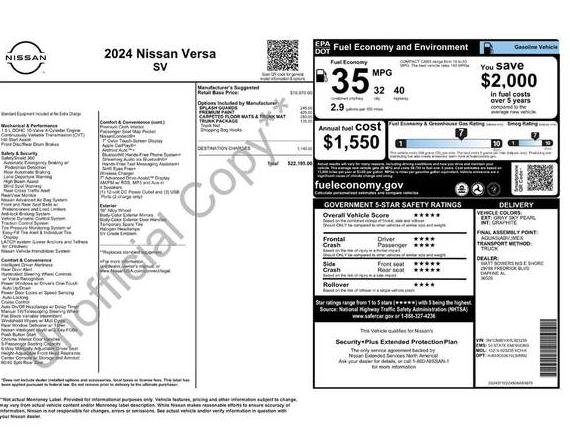 NISSAN VERSA 2024 3N1CN8EVXRL923235 image