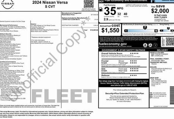 NISSAN VERSA 2024 3N1CN8DV6RL913559 image