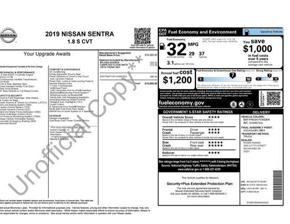 NISSAN SENTRA 2019 3N1AB7AP7KY381697 image