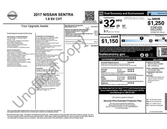 NISSAN SENTRA 2017 3N1AB7AP9HY359239 image