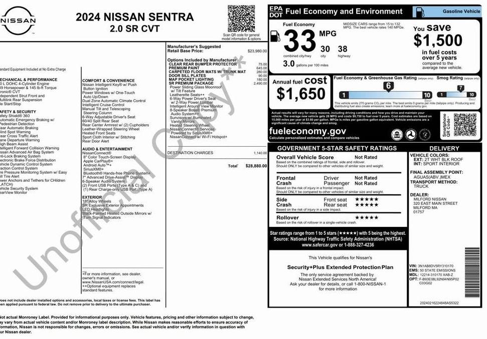 NISSAN SENTRA 2024 3N1AB8DV5RY310170 image