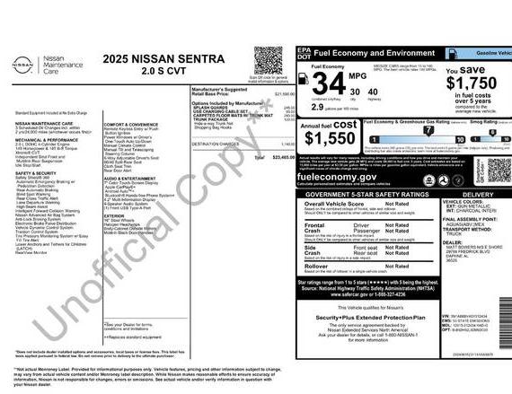 NISSAN SENTRA 2025 3N1AB8BV4SY212434 image