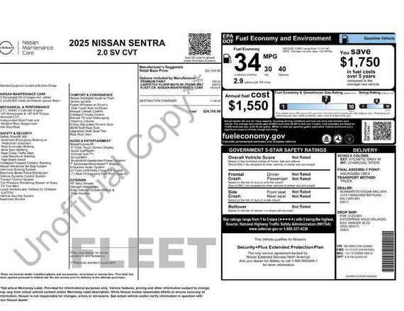 NISSAN SENTRA 2025 3N1AB8CV2SY225892 image