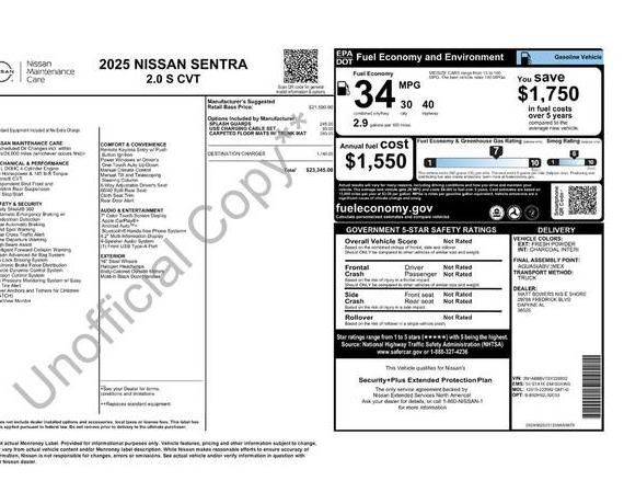 NISSAN SENTRA 2025 3N1AB8BV7SY220592 image