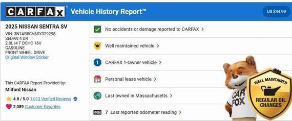 NISSAN SENTRA 2025 3N1AB8CV6SY329298 image