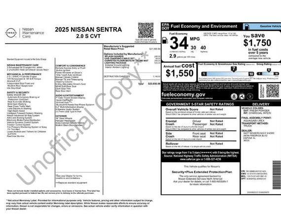 NISSAN SENTRA 2025 3N1AB8BV4SY221425 image