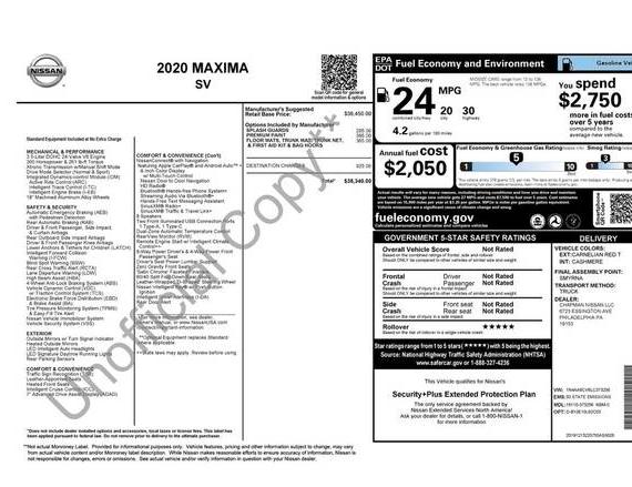 NISSAN MAXIMA 2020 1N4AA6CV6LC373256 image NISSAN MAXIMA 2020 1N4AA6CV6LC373256 image
