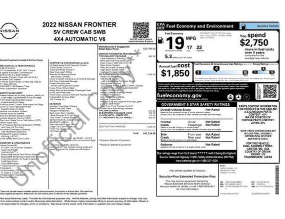 NISSAN FRONTIER 2022 1N6ED1EK6NN685803 image
