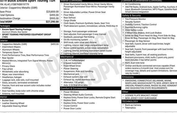 BUICK ENCORE 2019 KL4CJ1SB7KB819779 image BUICK ENCORE 2019 KL4CJ1SB7KB819779 image