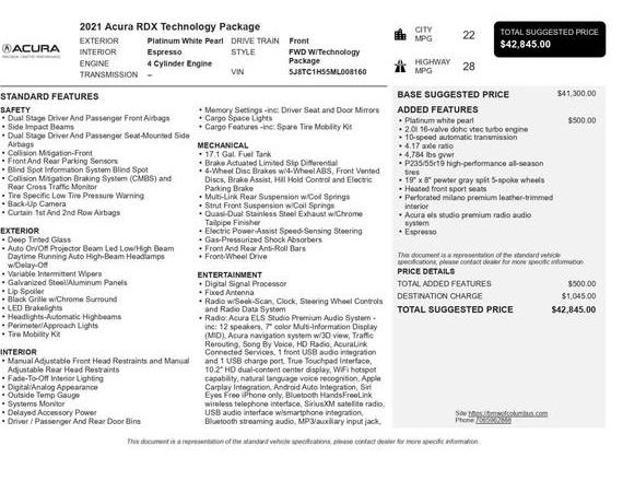 ACURA RDX 2021 5J8TC1H55ML008160 image