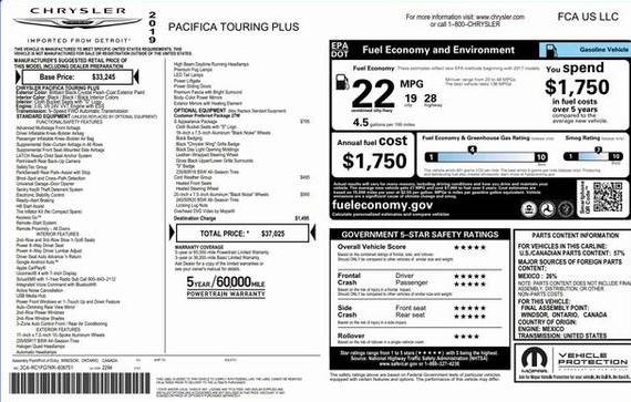 CHRYSLER PACIFICA 2019 2C4RC1FG7KR609751 image