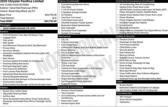 CHRYSLER PACIFICA 2020 2C4RC1GG5LR278586 image