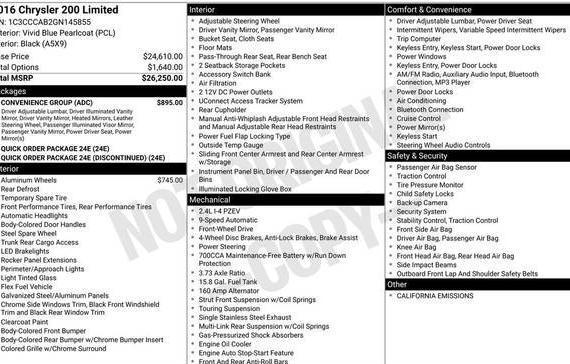 CHRYSLER 200 2016 1C3CCCAB2GN145855 image