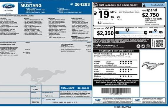 FORD MUSTANG 2016 1FA6P8CF2G5264263 image