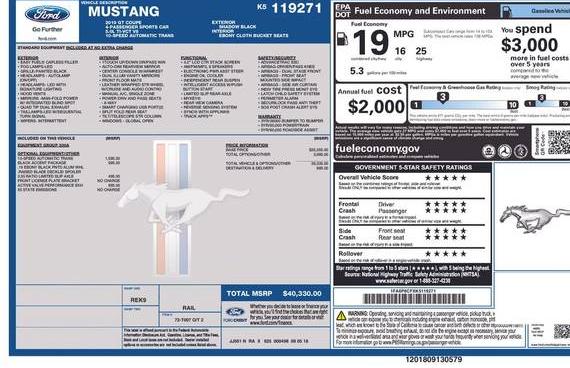 FORD MUSTANG 2019 1FA6P8CFXK5119271 image FORD MUSTANG 2019 1FA6P8CFXK5119271 image