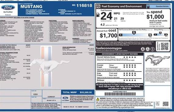 FORD MUSTANG 2021 1FA6P8TH9M5116818 image