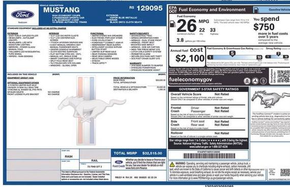 FORD MUSTANG 2024 1FA6P8TH6R5129095 image FORD MUSTANG 2024 1FA6P8TH6R5129095 image