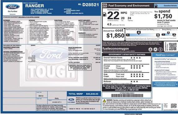 FORD RANGER 2021 1FTER4FH5MLD28521 image FORD RANGER 2021 1FTER4FH5MLD28521 image