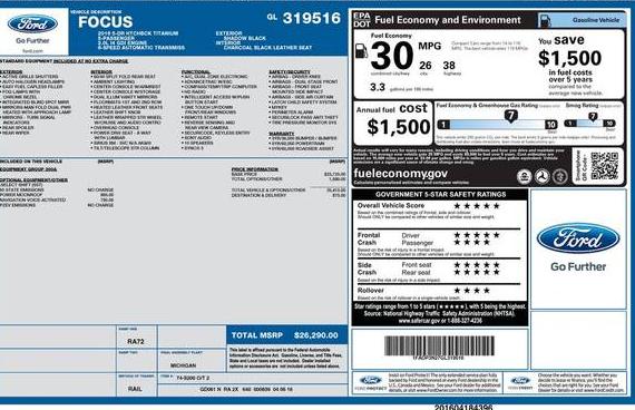FORD FOCUS 2016 1FADP3N27GL319516 image