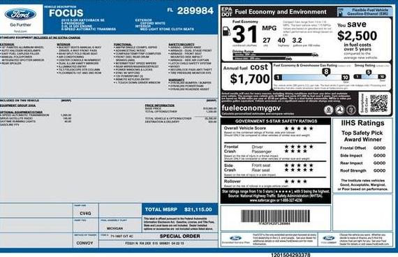 FORD FOCUS 2015 1FADP3K25FL289984 image