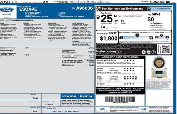 FORD ESCAPE 2016 1FMCU9GX7GUA96636 image