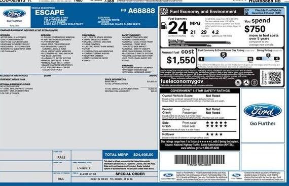 FORD ESCAPE 2017 1FMCU0F76HUA68888 image