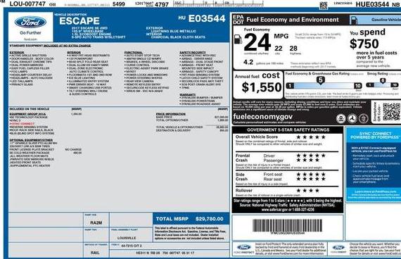 FORD ESCAPE 2017 1FMCU9GD6HUE03544 image