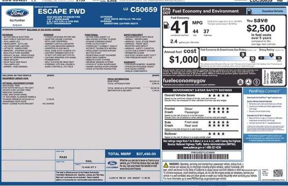 FORD ESCAPE 2020 1FMCU0DZ7LUC50659 image
