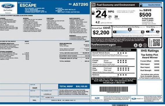 FORD ESCAPE 2014 1FMCU9J90EUA57295 image