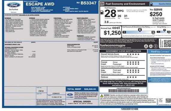 FORD ESCAPE 2022 1FMCU9F64NUB53347 image