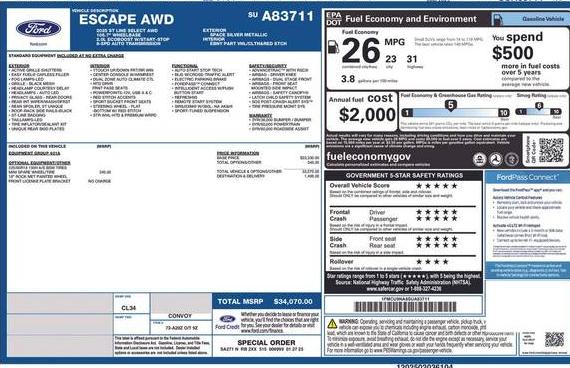 FORD ESCAPE 2025 1FMCU9NA8SUA83711 image