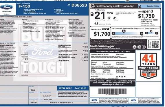 FORD F-150 2018 1FTEW1EP9JKD68523 image