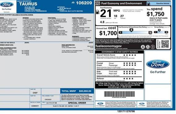 FORD TAURUS 2018 1FAHP2E87JG106209 image