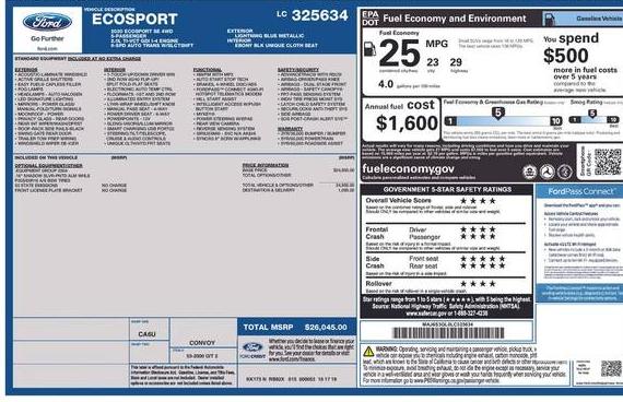 FORD ECOSPORT 2020 MAJ6S3GL0LC325634 image