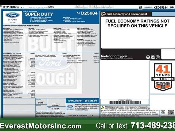 FORD F-350 2019 1FTRF3DT0KED25684 image