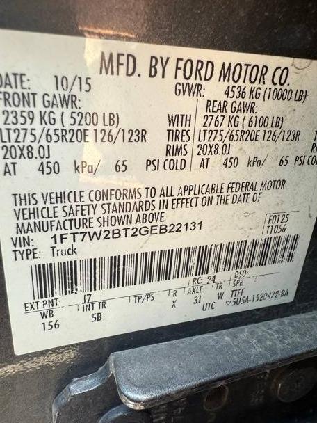 FORD F-250 2016 1FT7W2BT2GEB22131 image